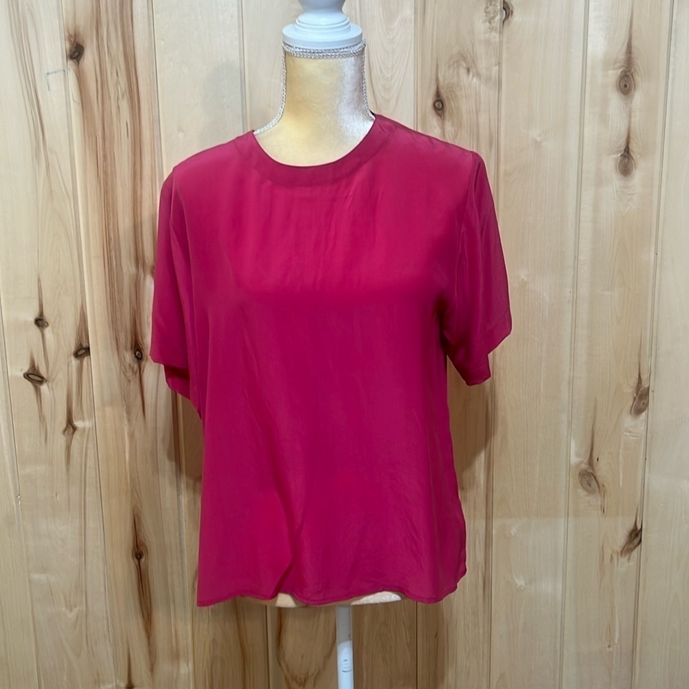 Miracle Silk Hot Pink‎ 100% Silk Blouse Size M